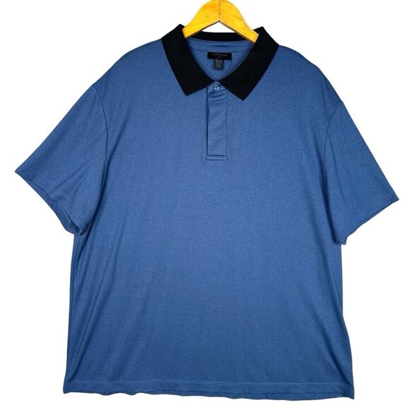 Magaschoni Men’s XXL Blue Black Contrast Collar Polo Shirt Golf‎ Casual - Picture 2 of 11
